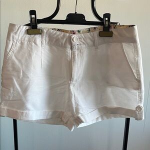 Love Tree White Linen-Blend Bermuda Shorts